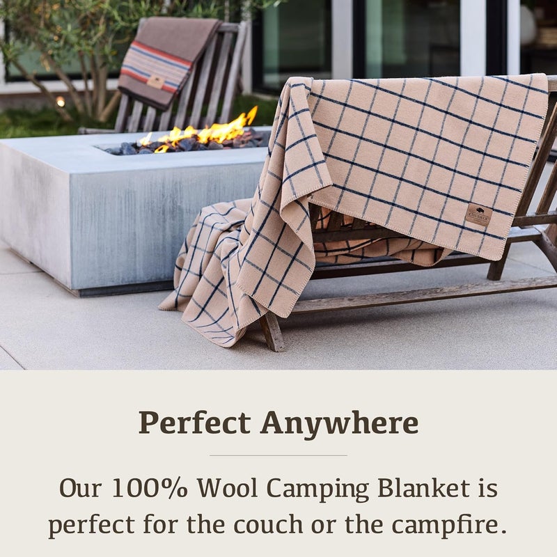 Chubbuck Authentic Chubbuck 100% Wool Blanket Camping (60" x 84") - Large Warm Blanket for Camping, Emergency, Outdoor Concerts and Home Use - Fire Retardant, Soft and Warm Blankets for Winter (Scotch) - Image 3